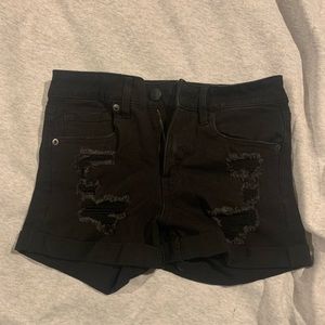 Aero Size 7 Black Ripped Jean Shorts High Rise Midi